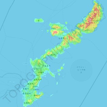 沖繩島冲绳本岛 topographic map, elevation, terrain