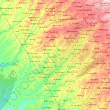 Tinet ward topographic map, elevation, terrain