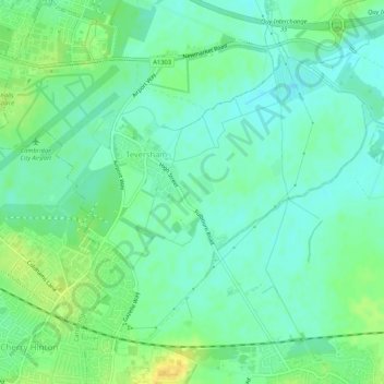 Teversham topographic map, elevation, terrain