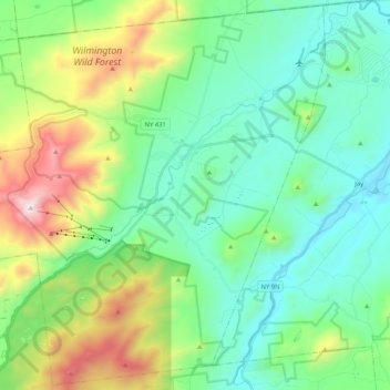 Town of Wilmington topographic map, elevation, terrain