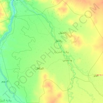 Gezira State topographic map, elevation, terrain