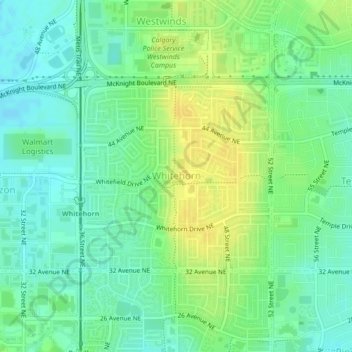 Whitehorn topographic map, elevation, terrain