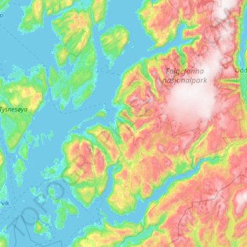 Hordaland topographic map, elevation, terrain