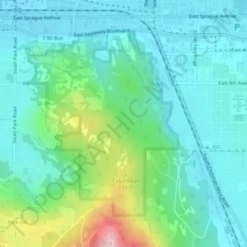Dishman Hills Natural Resources Conservation Area topographic map, elevation, terrain