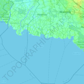 Hagonoy topographic map, elevation, terrain