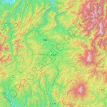 高山市 topographic map, elevation, terrain