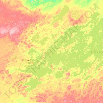 Cree Lake topographic map, elevation, terrain