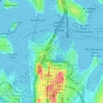The Rocks topographic map, elevation, terrain