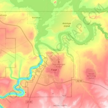 Page topographic map, elevation, terrain