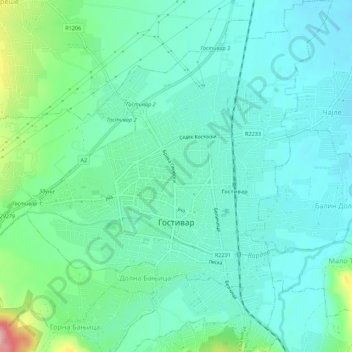 Gostivar topographic map, elevation, terrain