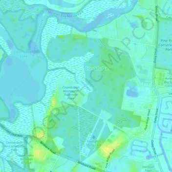 Coombabah topographic map, elevation, terrain