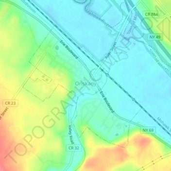 Village of Oriskany topographic map, elevation, terrain