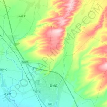 水定镇 topographic map, elevation, terrain