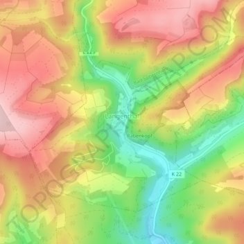 Langenthal topographic map, elevation, terrain