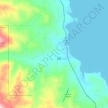 Lakeside topographic map, elevation, terrain