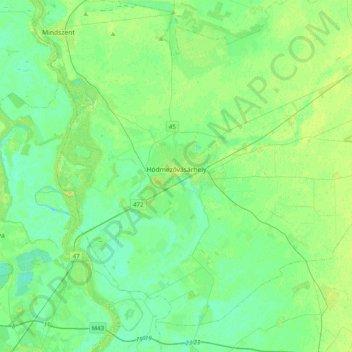Hódmezővásárhely topographic map, elevation, terrain