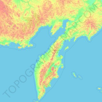 Kamchatka Krai topographic map, elevation, terrain
