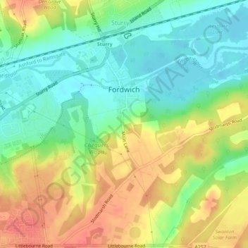 Fordwich topographic map, elevation, terrain