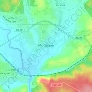 Mortágua topographic map, elevation, terrain