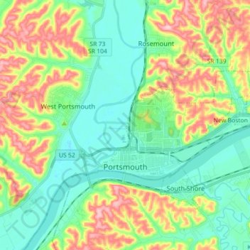Portsmouth topographic map, elevation, terrain