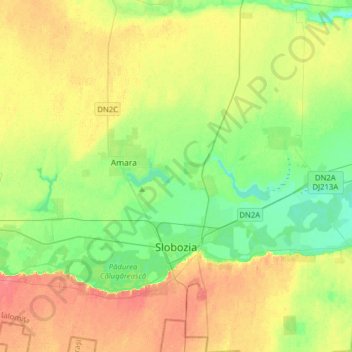 Slobozia topographic map, elevation, terrain