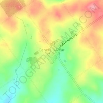 General Alvear topographic map, elevation, terrain