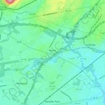 Union topographic map, elevation, terrain