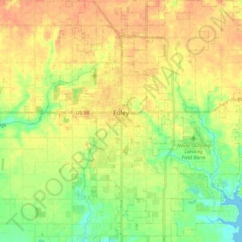 Foley topographic map, elevation, terrain