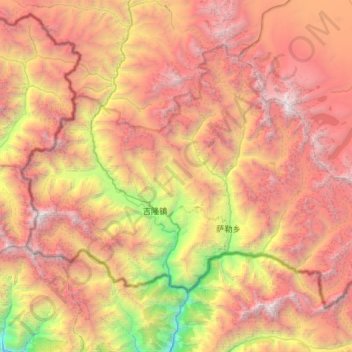 吉隆镇 topographic map, elevation, terrain