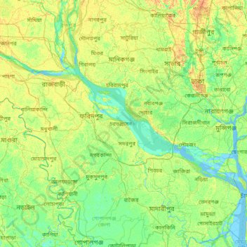 Padma River topographic map, elevation, terrain