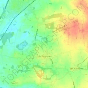 Old Buckenham topographic map, elevation, terrain