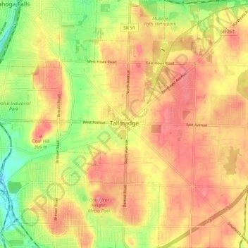 Tallmadge topographic map, elevation, terrain