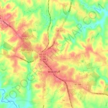 Woodruff topographic map, elevation, terrain