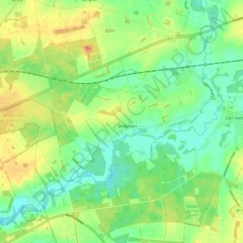 Bridgham topographic map, elevation, terrain
