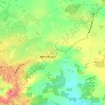 High Halden topographic map, elevation, terrain