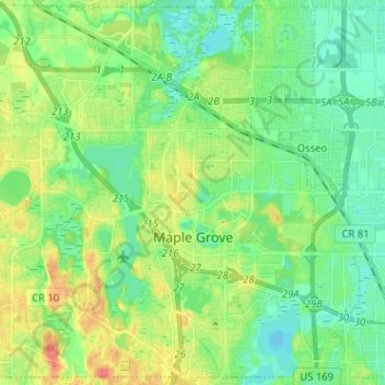 Maple Grove topographic map, elevation, terrain