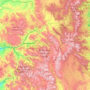 White River National Forest topographic map, elevation, terrain