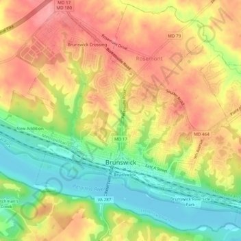 Brunswick topographic map, elevation, terrain