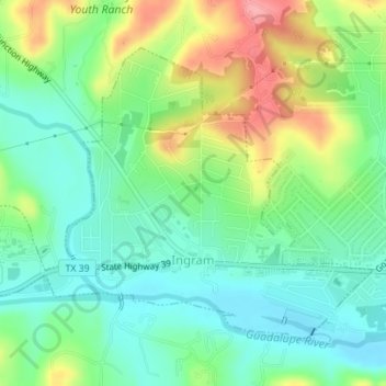 Ingram topographic map, elevation, terrain