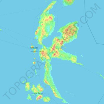 Pulau Halmahera topographic map, elevation, terrain