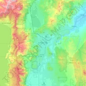 Carson City topographic map, elevation, terrain