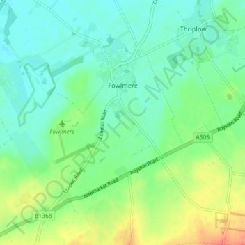Fowlmere topographic map, elevation, terrain