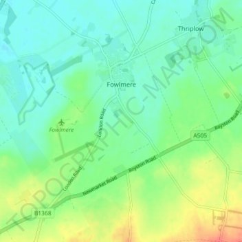 Fowlmere topographic map, elevation, terrain