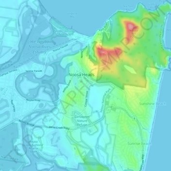 Noosa Heads topographic map, elevation, terrain