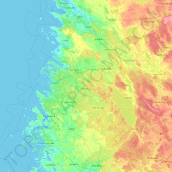 Rauman seutukunta topographic map, elevation, terrain