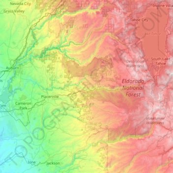 El Dorado County topographic map, elevation, terrain