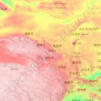 甘肃省 topographic map, elevation, terrain
