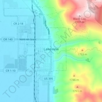 Lakeview topographic map, elevation, terrain