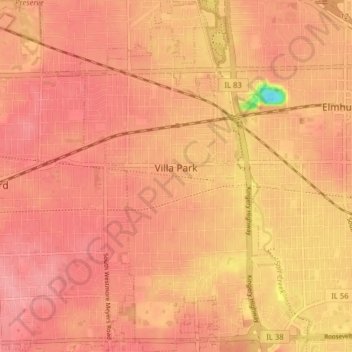 Villa Park topographic map, elevation, terrain