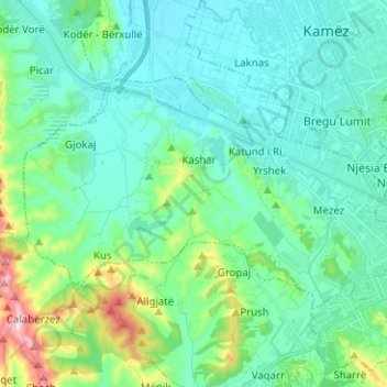 Kashar topographic map, elevation, terrain